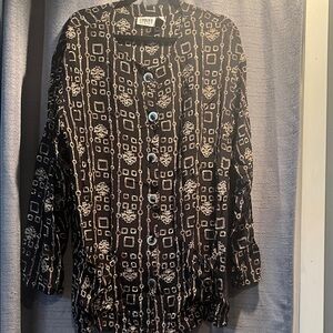 Chico's Black and Cream Geometric Blazer